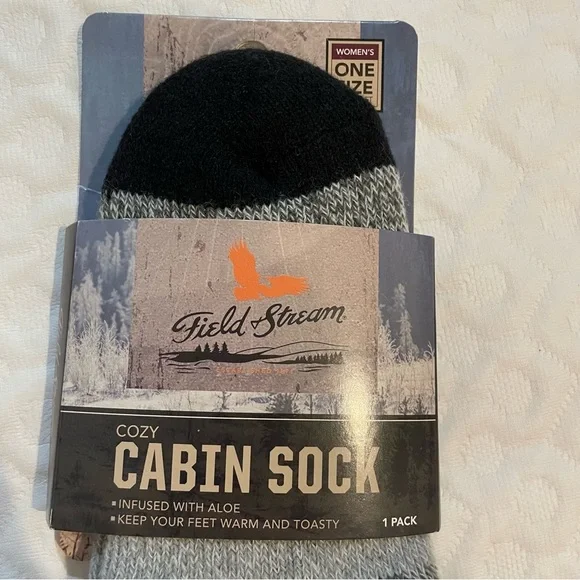 Field & Stream Cabin Socks Cozy Warm Gray Women’s One Size Aloe Infused Gift - Picture 2 of 5
